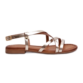 Flache Damensandalen aus Leder Maciejka 06635-25 Gold golden