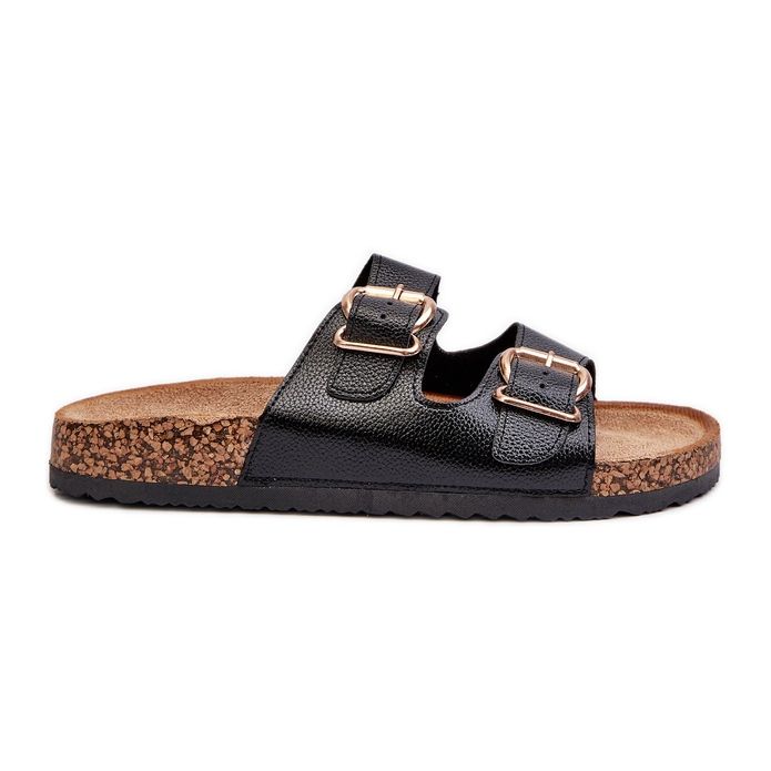Schwarze Fronila Damen-Flip-Flops mit Schnallen