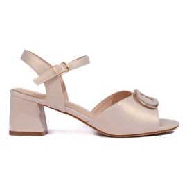 Cremefarbene Damensandalen von Sergio Leone beige