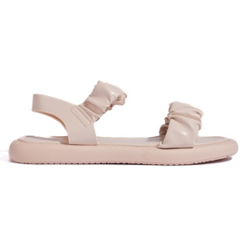 Bequeme Damen-Slip-On-Sandalen in Beige