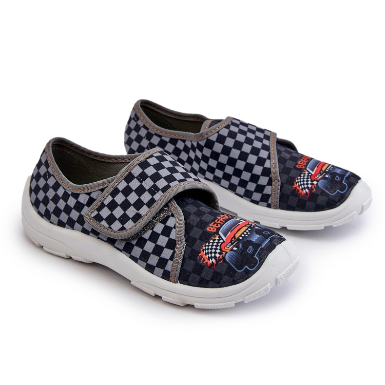 Bequeme Jungenhausschuhe mit Klettverschluss Befado 974Y540 Grau