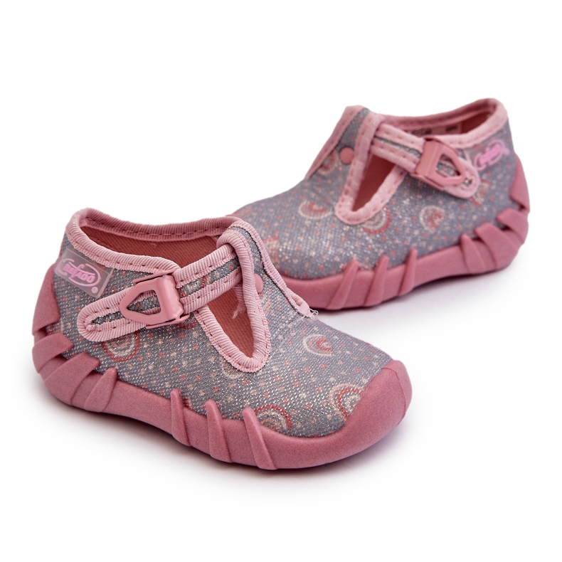 Bequeme Kinderhausschuhe BEFADO 110N490 Grau und Rosa
