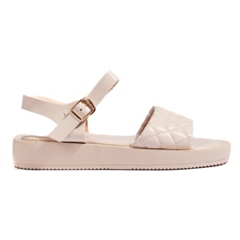 Beige Damensandalen auf der Plattform