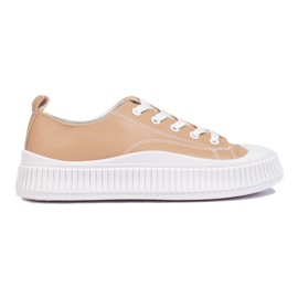 Braune Damen-Sneaker aus ökologischem Leder beige