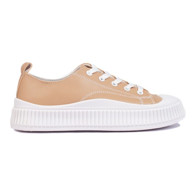 Braune Damen-Sneaker aus ökologischem Leder beige