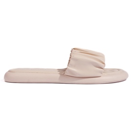Damen-Flip-Flops in Beige mit Rüschen