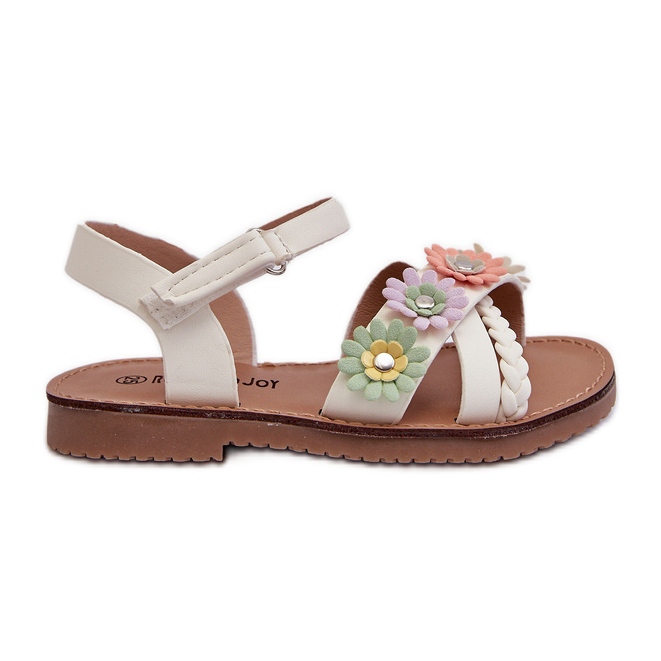 Kindersandalen mit Klettverschluss und Blumen, weiß Nestalee