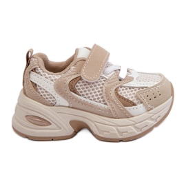 Kinder-Sportschuhe Sneakers mit Klettverschluss, Beige Rulagia