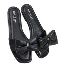 Mili Schwarze Hausschuhe mit Schleife