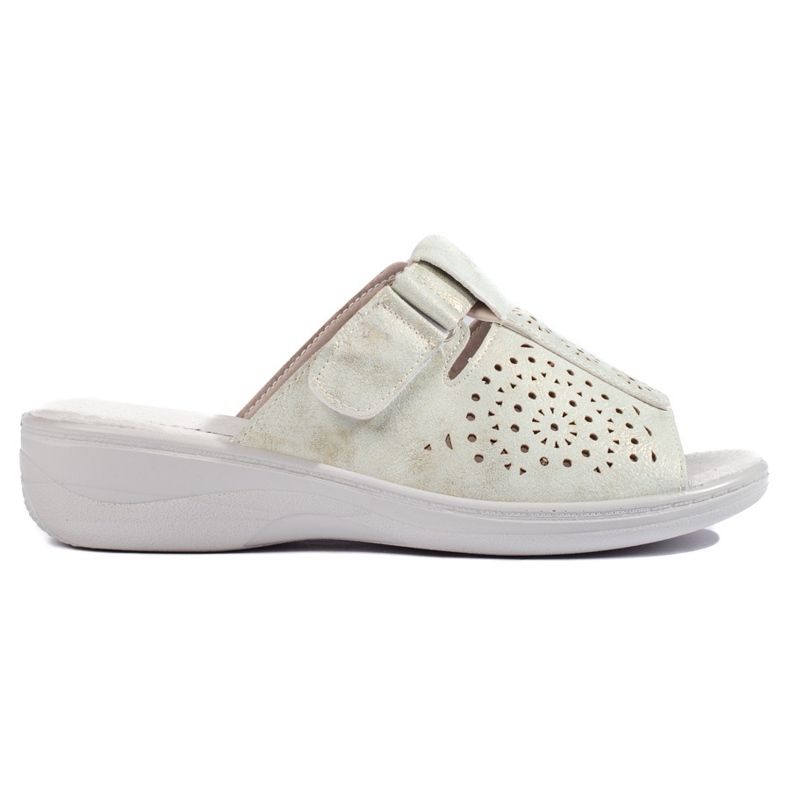 Durchbrochene Damen-Flip-Flops mit bequemem Keilabsatz grau