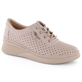 Vinceza W JAN274B durchbrochene beige Lederschuhe