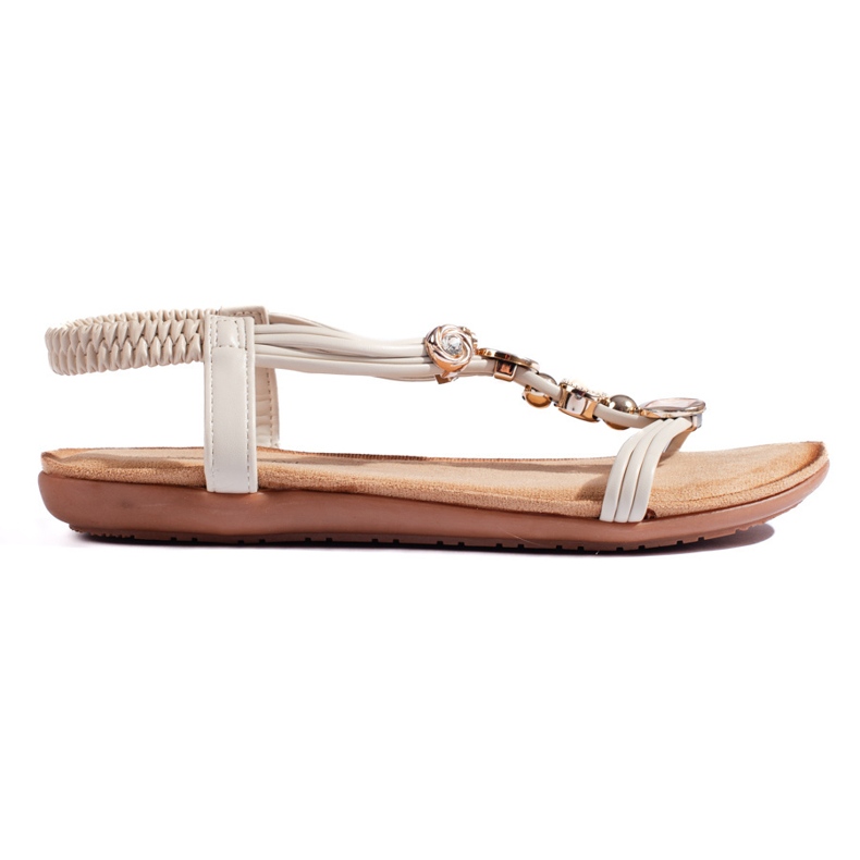 Flache, leichte Damensandalen in Beige