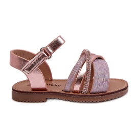Glänzende Kinder-Sandalen mit Klettverschluss, rosa Delphina