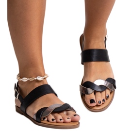 Schwarze Sandalen aus Öko-Leder Maxima
