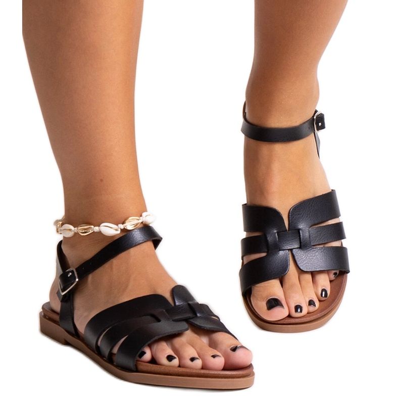 Schwarze Sandalen aus Fernandania-Öko-Leder