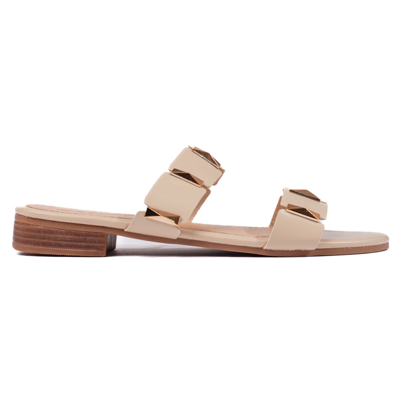 Beige Damen-Flip-Flops mit flacher Sohle