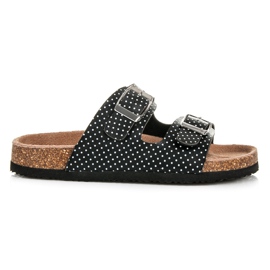 American Club Gepunktete Hausschuhe schwarz