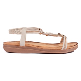 Beigefarbene Slip-On-Sandalen für Damen