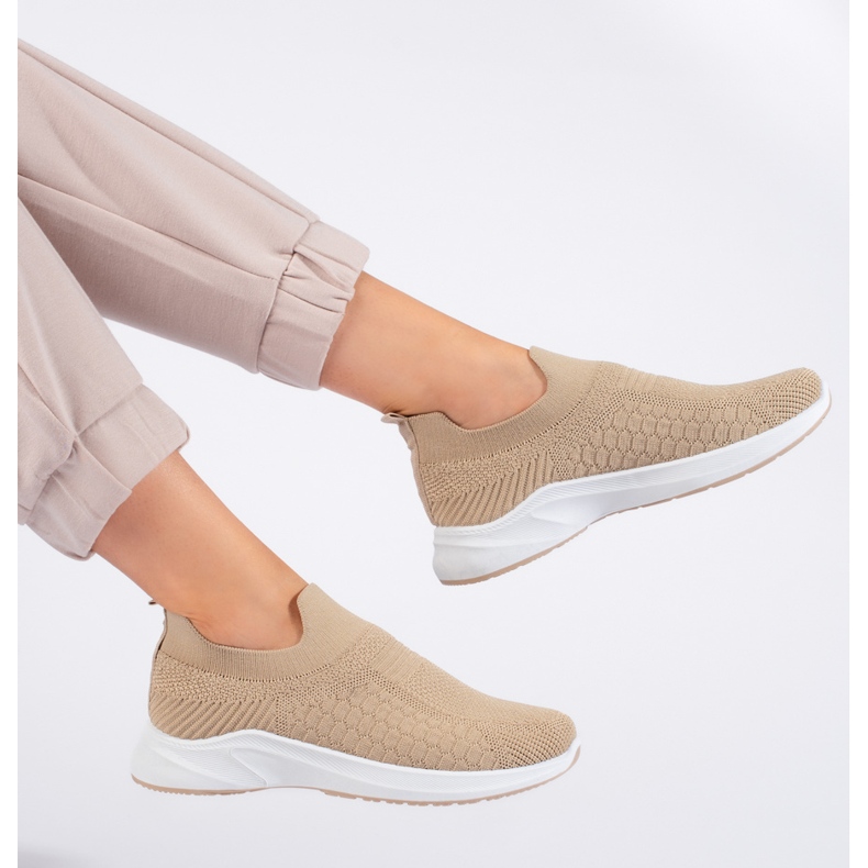 Beige Textil-Sportschuhe