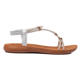 Silberne flache Glitzersandalen