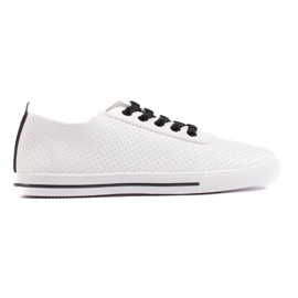 Weiße Damen-Sneaker mit schwarzen Schnürsenkeln