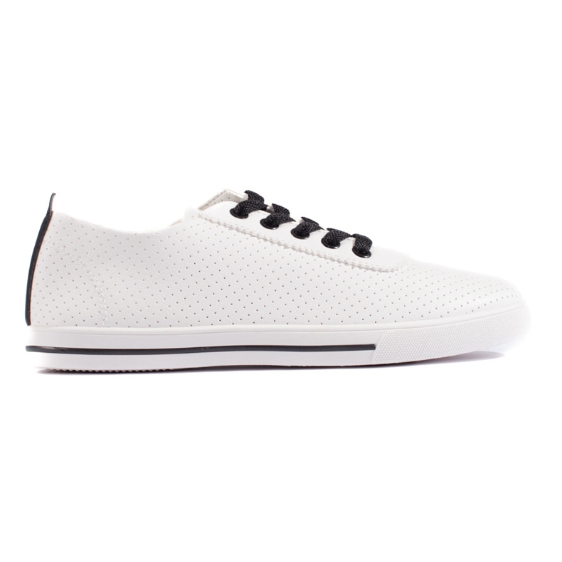 Weiße Damen-Sneaker mit schwarzen Schnürsenkeln