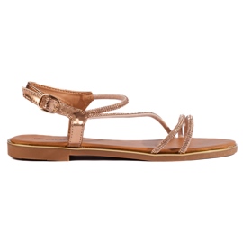 Braune Glitzer-Sandalen für Damen