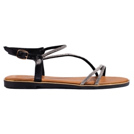 Schwarze Glitzer-Sandalen für Damen