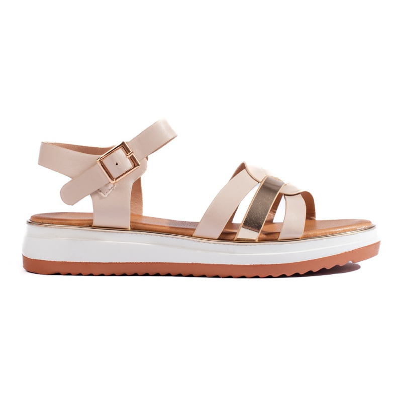 Beige Damensandalen auf der Plattform