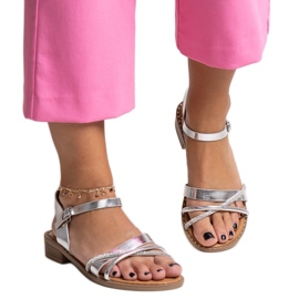 Silberne Sandalen mit Zirkonia von Elanoria silber-