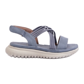 Bequeme Damen-Sandalen mit Klettverschluss in Blau von Eladora
