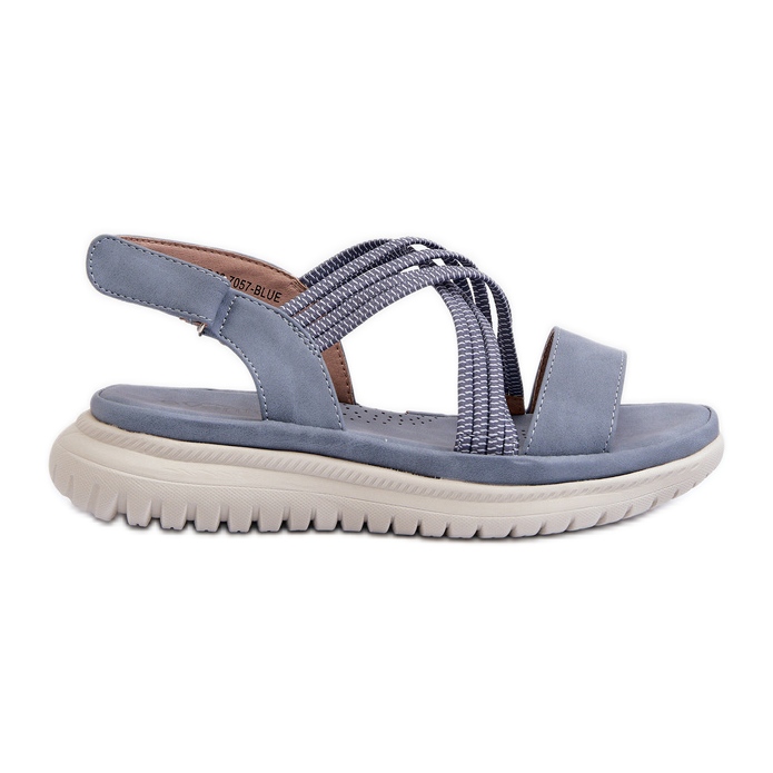 Bequeme Damen-Sandalen mit Klettverschluss in Blau von Eladora