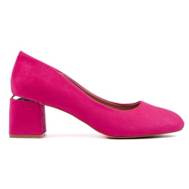 Pumps aus fuchsiafarbenem Wildleder mit hohem Absatz rosa