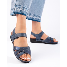 Hellblaue Damen-Plateausandalen