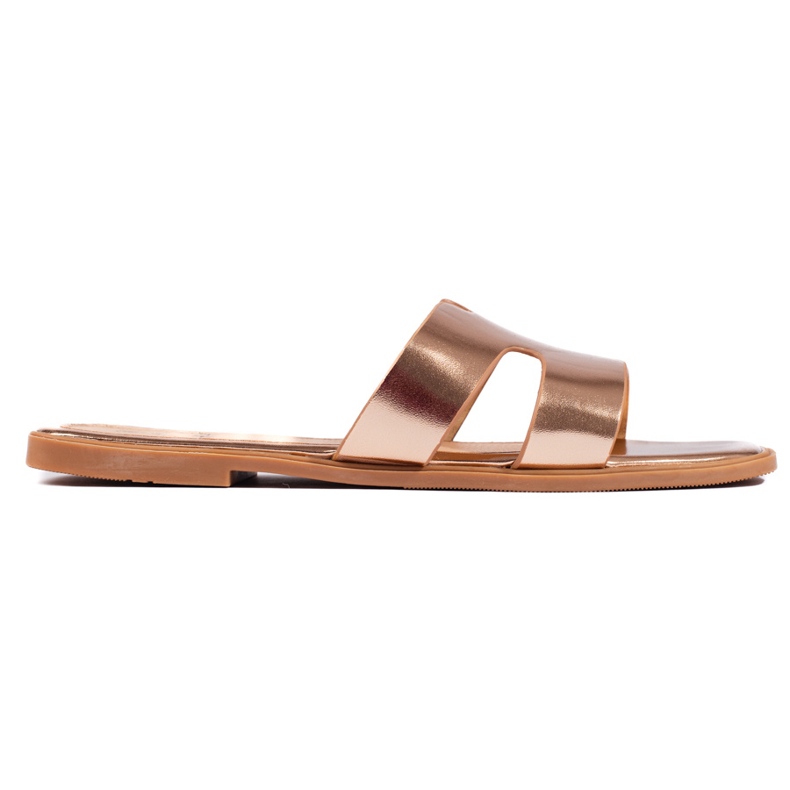 Klassische goldene Flip-Flops für Damen