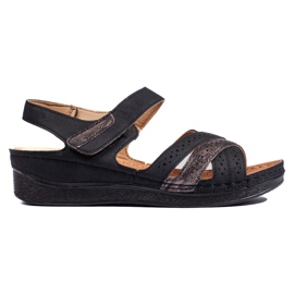 Schwarze Klettsandalen für Damen