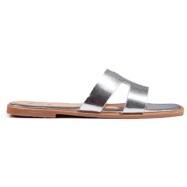 Klassische silberne Flip-Flops für Damen