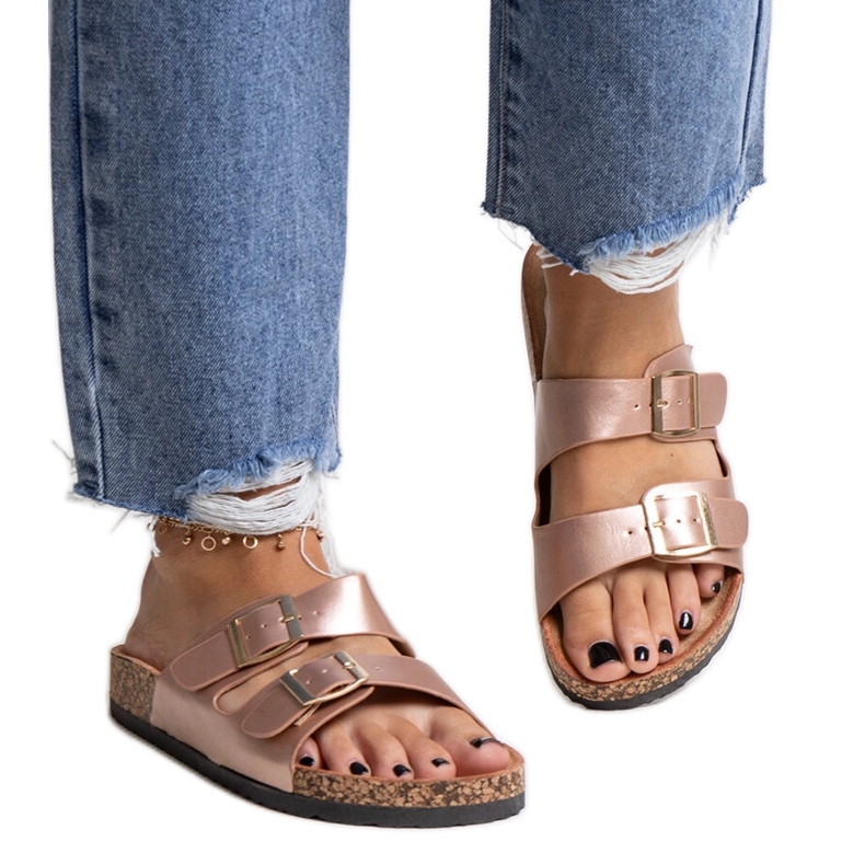 Rosa Flip-Flops mit Korksohle von Shamona golden