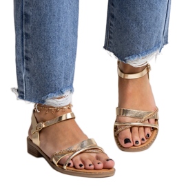 Goldene Sandaletten mit Elanoria-Zirkonia