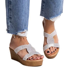 Silberne Keilpantoletten mit Antuanet-Zirkonen silber-