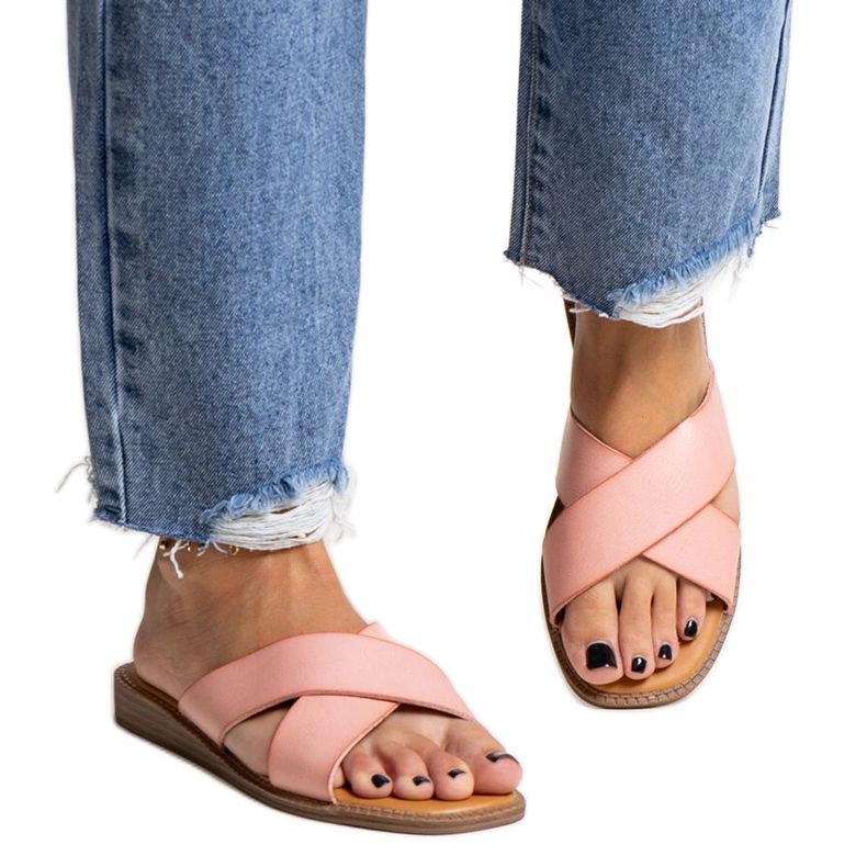 Rosa Klementyna-Flip-Flops aus Öko-Leder