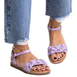 Lila Sandalen verziert mit Giada-Zirkonen