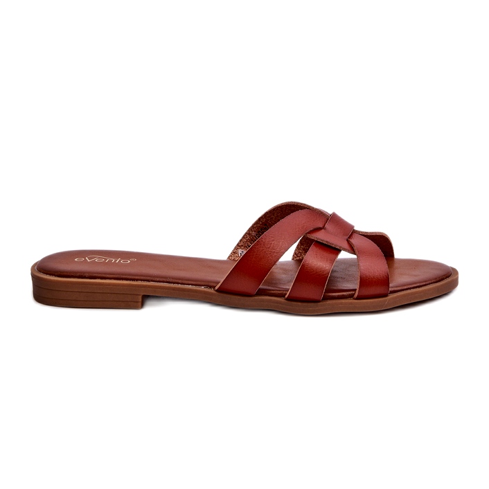 Evento Flache Damen-Flip-Flops aus Öko-Leder, Braun