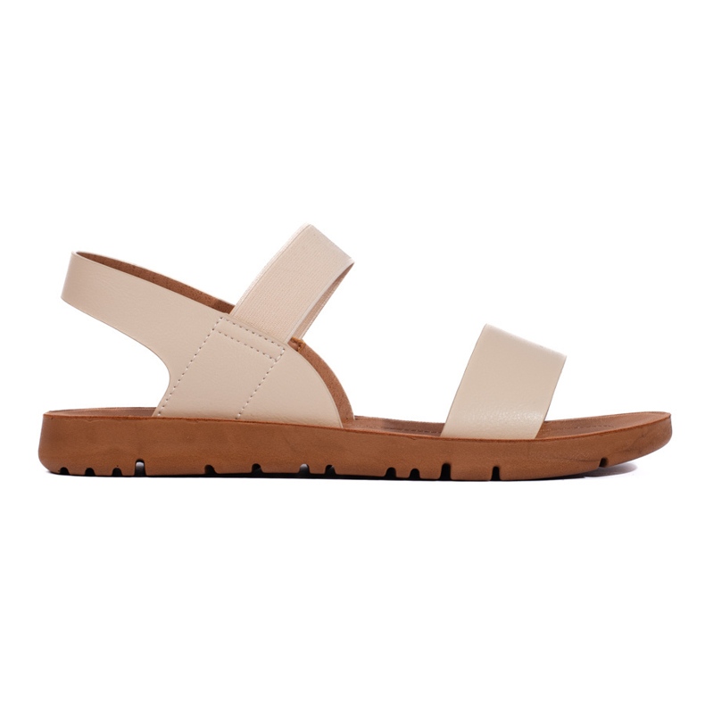 Flache Damensandalen in Beige