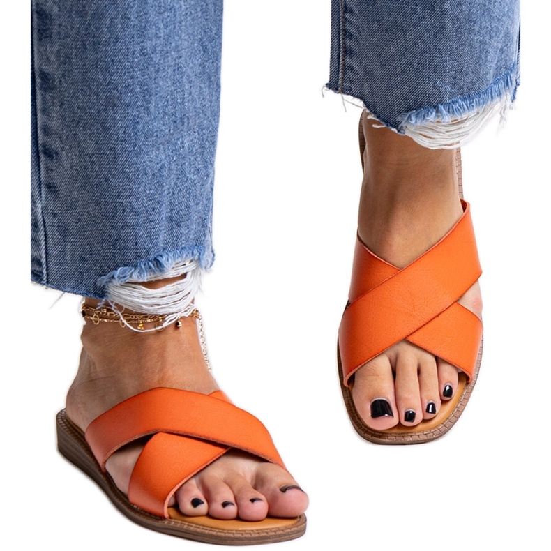 Orangefarbene Flip-Flops aus Öko-Leder von Klementyna