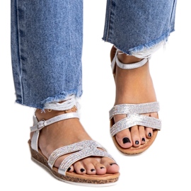 Saila silberne Sandalen mit niedrigem Keilabsatz