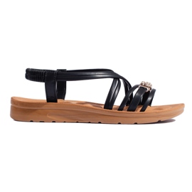 Schwarze Damensandalen mit dicker Sohle