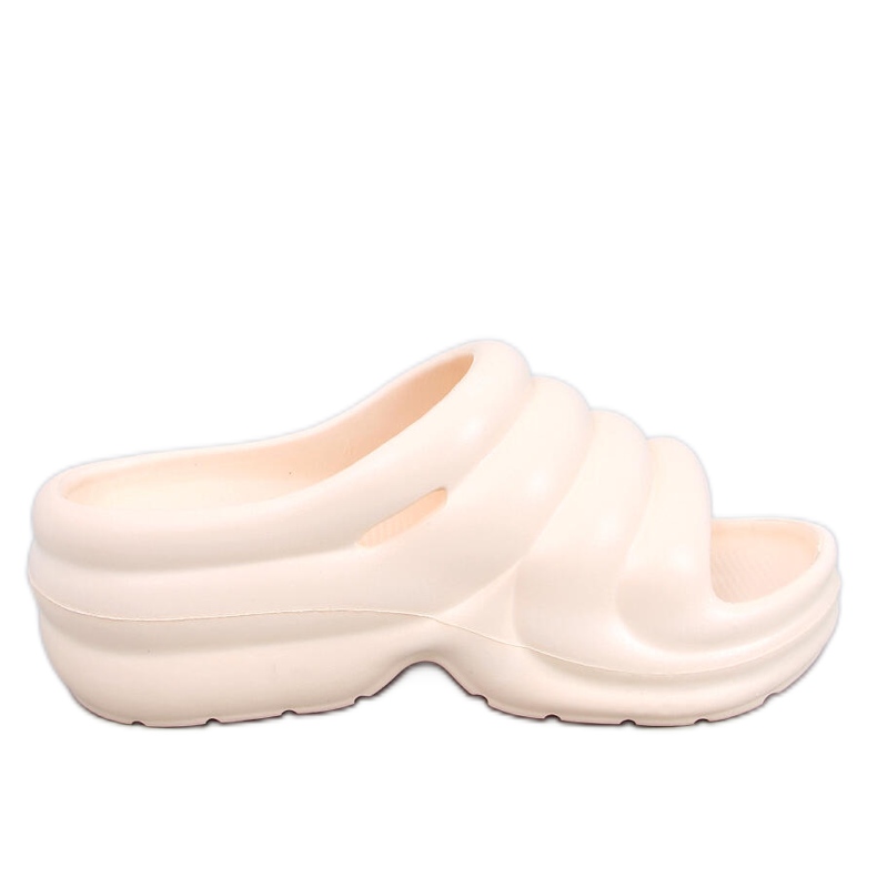 Brassie Beige Schaumstoff-Flip-Flops auf der Plattform – Hellbeige