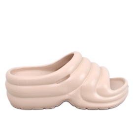 Brassie DK.BEIGE Schaumstoff-Flip-Flops auf der Plattform – Dunkelbeige