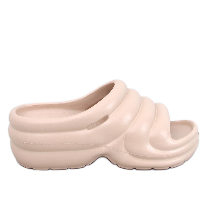 Brassie DK.BEIGE Schaumstoff-Flip-Flops auf der Plattform – Dunkelbeige